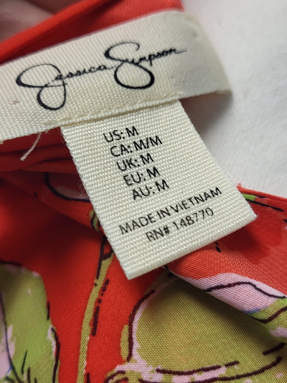Jessica Simpson Red Floral Midi Dress with Yellow, Blue & Green Accents - Picture 8 of 12